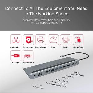 D1022A,UNITEK,11-In-1 USB3.1 Universal Docking Station (PD + HDMI + DP+USB2.0*1+USB3.0*2+RJ45+Card Reader+VGA +Audio)